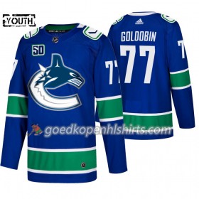 Vancouver Canucks Nikolay Goldobin 77 50th Anniversary Adidas 2019-2020 Blauw Authentic Shirt - Kinderen